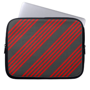 Red and charcoal five stripe pattern laptop sleeve