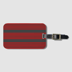 Red and charcoal five stripe pattern luggage tag