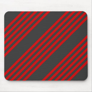 Red and charcoal five stripe pattern mouse mat