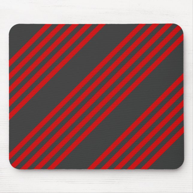 Red and charcoal five stripe pattern mouse mat (Front)