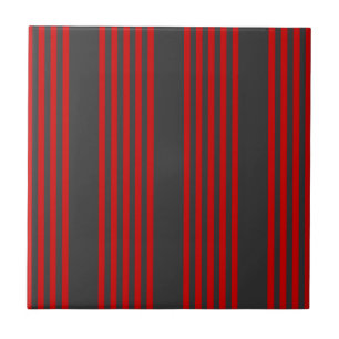 Red and charcoal five stripe pattern tile
