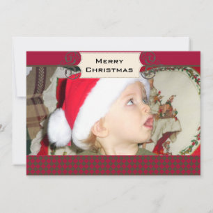 Red and Chocolate Argyle Custom Photo Holiday Card
