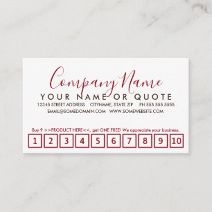 red and chocolate strokes loyalty punch card