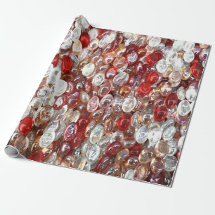 Red and clear glass crystal balls wrapping paper