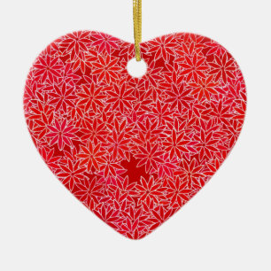Red and coral flowers, dark red background ceramic tree decoration