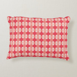 Red and Coral Plaid Decorative Cushion