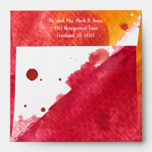 RED AND CORAL Tones Abstract Watercolor Pattern Envelope