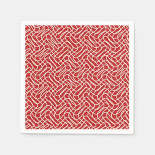 Red And Cream Abstract Line Pattern Napkin