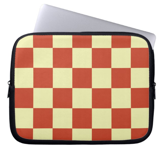 Red and Cream Chequered Laptop Sleeve (Front)