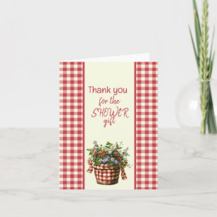 Red and Cream Chequered Showe Thank You Note Card