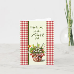 Red and Cream Chequered Showe Thank You Note Card