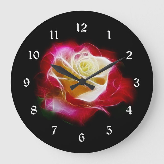 Red and cream fractalius rose large clock (Front)