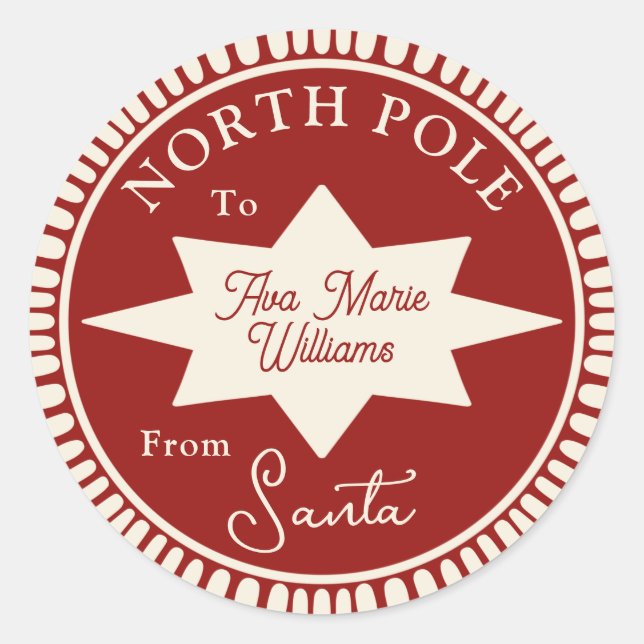 Red and Cream From Santa Christmas sticker (Front)
