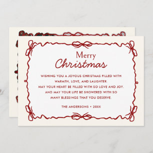 Red and Cream Hand Drawn Christmas Photo Holiday Card
