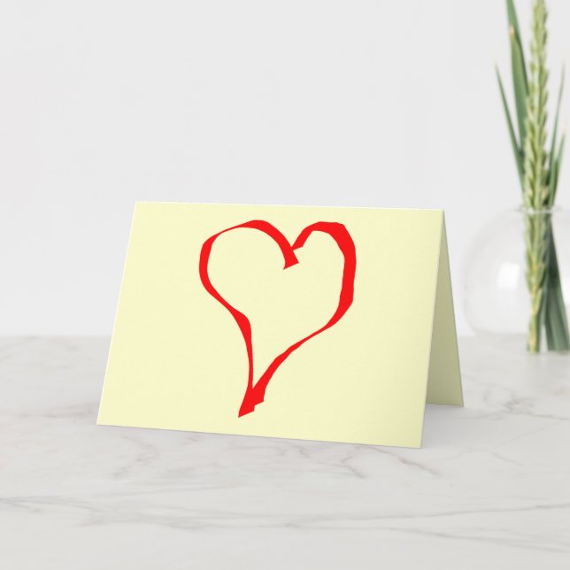 Red and Cream Love Heart Design. Card (Front)