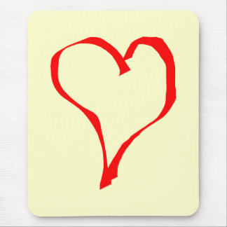 Red and Cream Love Heart Design. Mouse Mat