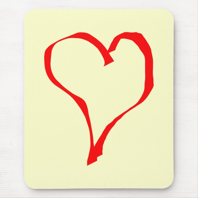 Red and Cream Love Heart Design. Mouse Mat (Front)