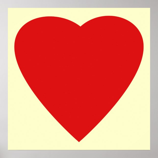 Red and Cream Love Heart Design. Poster (Front)