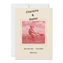 Red and Cream Modern Minimalist Fun Retro Wedding 