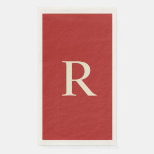 Red and Cream Monogrammed Paper Guest Towel Napkin