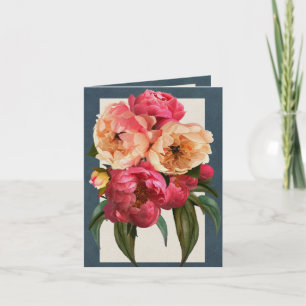 Red and Cream Peonies Greeting Card