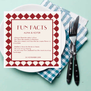 Red and Cream Retro Bold Fun Facts Wedding  Napkin