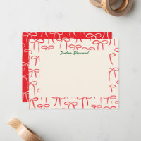 Red and Cream Simple Bows Personal Stationery