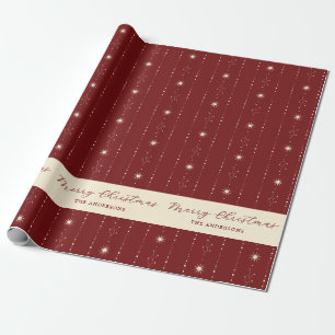 Red And Cream Stars Merry Christmas Wrapping Paper