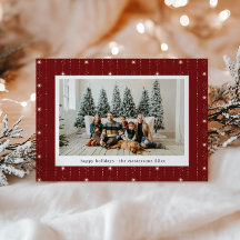 Red And Cream Stars Wallpaper Photo Holiday Card