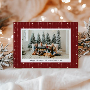 Red And Cream Stars Wallpaper Photo Holiday Card