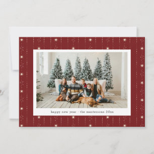 Red And Cream Stars Wallpaper Photo Holiday Card