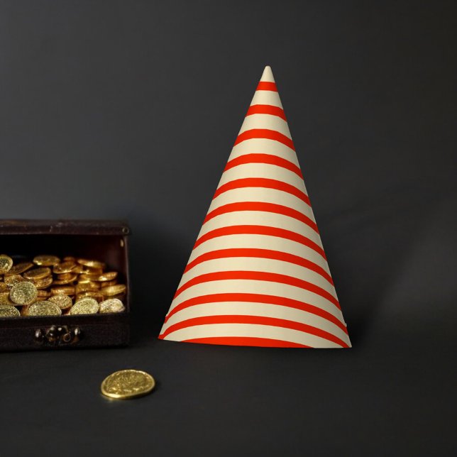 Red and cream stripes  party hat (Creator Uploaded)