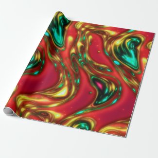 Red and Cyan Neon Liquid Abstract Art Leggings