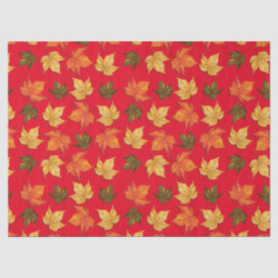 Red And Fall Colour Leafs Pattern Tissue Paper
