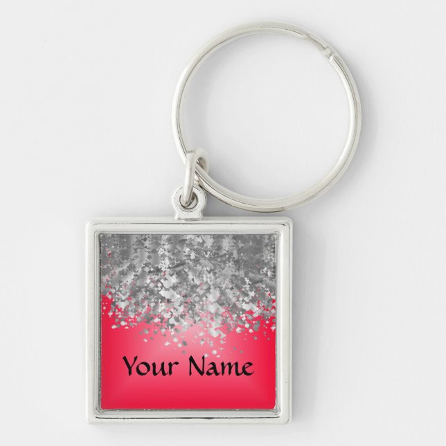 Red and faux glitter key ring (Front)