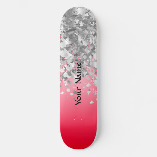 Red and faux glitter skateboard