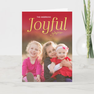 Red and Faux Gold Joyful Holiday Photo