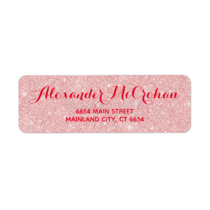 Red and Faux Rose Gold Glitter Foil Pink