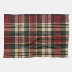 Red And Forest Green Flannel Plaid Tea Towel