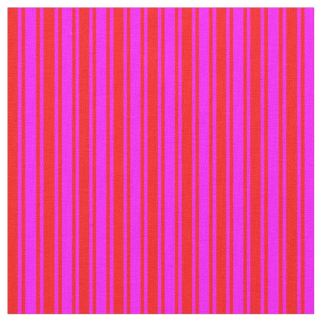 Red and Fuchsia Pattern of Stripes Fabric (Close Up)