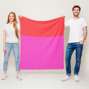 Red and Fushia Colour Blocks Colourful Fleece Blanket