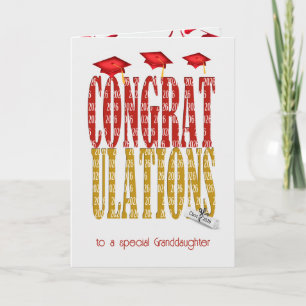 Red and Gold 2026 Graduation for Granddaughter Card