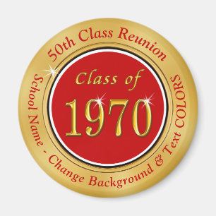 Red and Gold 50th High School Reunion Gifts Magnet