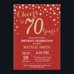 Red and Gold 70th Birthday Diamond Invitation<br><div class="desc">70th Birthday Invitation with Red and Gold Glitter Diamond Background. Gold Confetti. Adult Birthday. Male Men or Women Birthday. For further customisation,  please click the "Customise it" button and use our design tool to modify this template.</div>