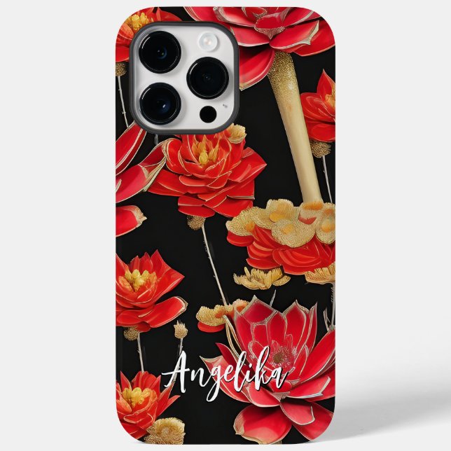 Red and Gold Abstract Design with Custom Name Case-Mate iPhone Case (Back)