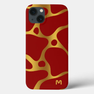 Red and gold abstract giraffe pattern Case-Mate iPhone case
