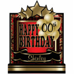 Red and Gold Abstract Happy 00th Birthday Standing Photo Sculpture<br><div class="desc">Table Topper Cutout. ⭐This Product is 100% Customizable. Graphics and / or text can be added, deleted, moved, resized, changed around, rotated, etc... 99% of my designs in my store are done in layers. This makes it easy for you to resize and move the graphics and text around so that...</div>