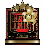 Red and Gold Abstract Happy 00th Birthday Standing Photo Sculpture<br><div class="desc">Table Topper Cutout. ⭐This Product is 100% Customizable. Graphics and / or text can be added, deleted, moved, resized, changed around, rotated, etc... 99% of my designs in my store are done in layers. This makes it easy for you to resize and move the graphics and text around so that...</div>