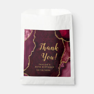 Red and Gold Agate Birthday Thank You Favour Bags