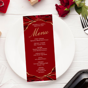 Red and Gold Agate Menu Card